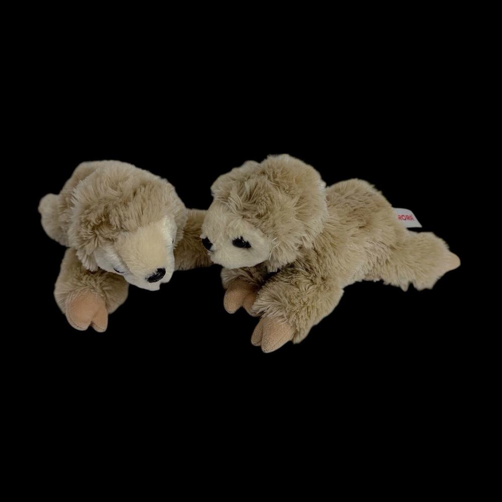 Aurora Mini Sloth Plush Lot of 2 Soft Brown Stuffed Animal Toy 7 In Twins Pair